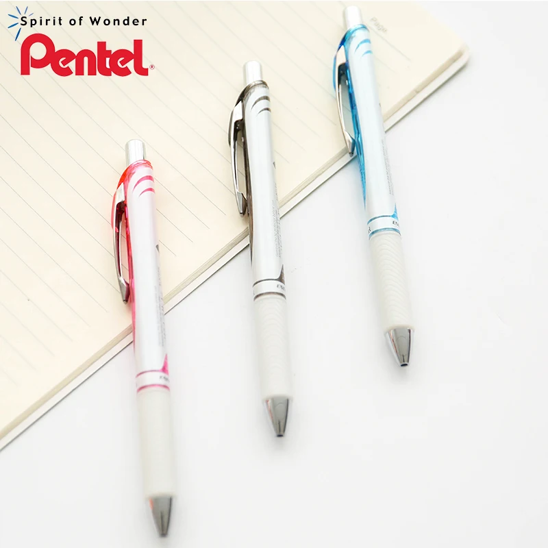Гелевая ручка с игольчатым наконечником Pentel Energy Gel-0,5 мм, белый корпус, красный/синий/черный, 6 шт./лот, принадлежности для отжима