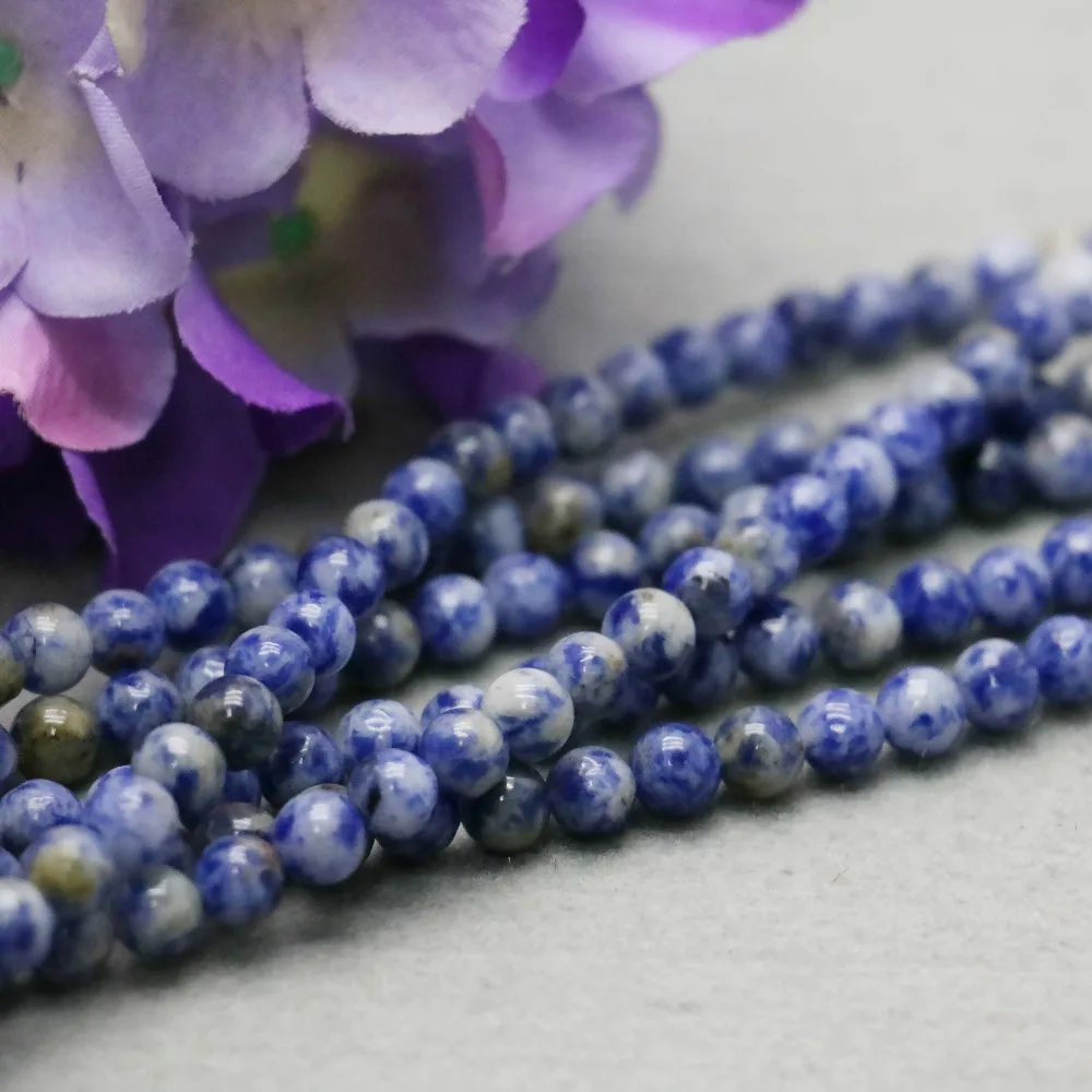 6 мм Натуральные Синие Бусины в форме пятен камень свободные аксессуары для