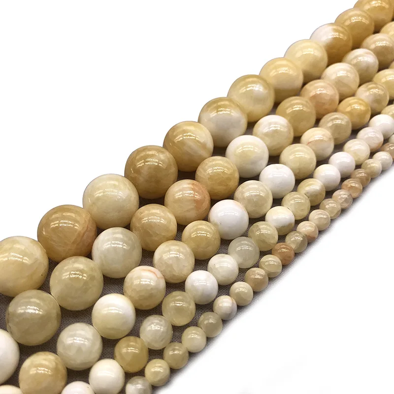 

Natural Beige Stone White Yellow Jades Round Loose Beads for Jewelry Making DIY Bracelet Necklace 4mm 6mm 8mm 10mm 12mm