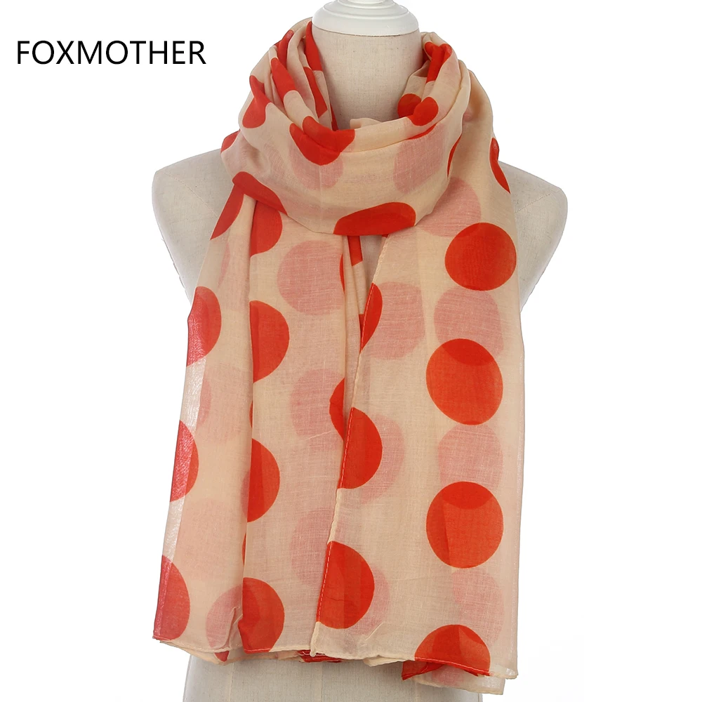 FOXMOTHER/Новый женский модный черный красный темно синий шарф в горошек|polka dot scarf|dot