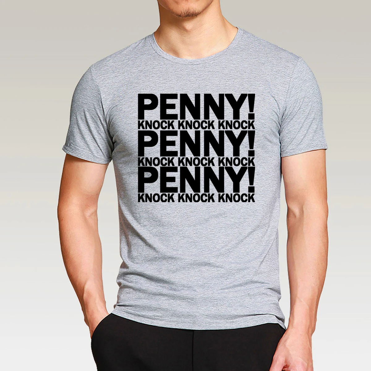 Лидер продаж, мужские футболки с надписью The Big Bang Theory PENNY KNOCK, высококачественные хипстерские футболки из хлопка, 8 цветов, Camisetas Hombre - Цвет: gray1