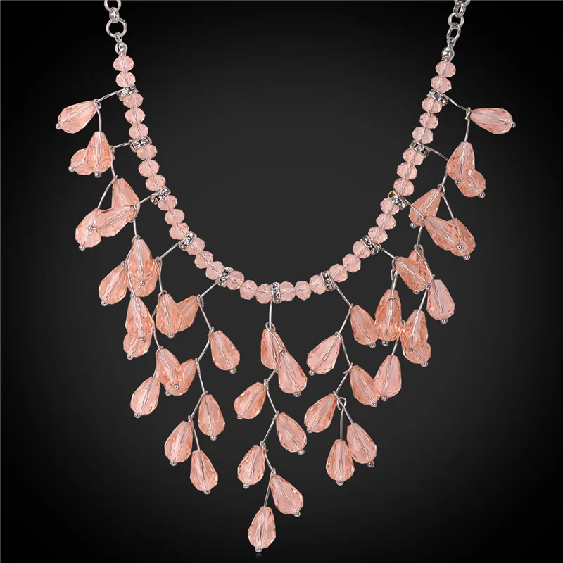 

Maxi Necklace Women Jewelry Gift Resizable Chain Fancy Stone Crystal Pendant 4 Color Options 2016 Trendy Dress Necklace N1750