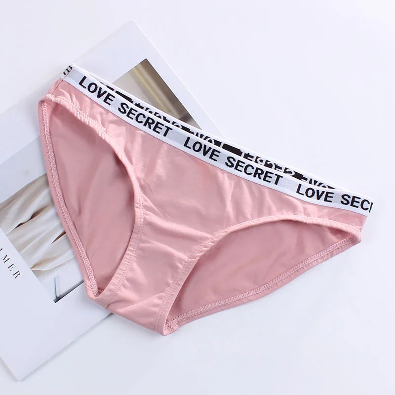 pale mauve Женское нижнее белье с надписью «Love Secret», хлопковые сексуальные спортивные трусы с низкой талией для студентов, здоровое дышащее нижнее белье - Цвет: pale mauve