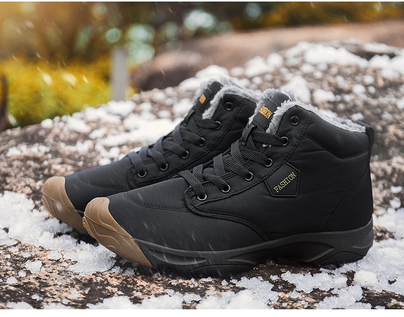 Fashion Men's Snow boots Warm with plush ankle boots Couple work Casual shoes For men winter boots