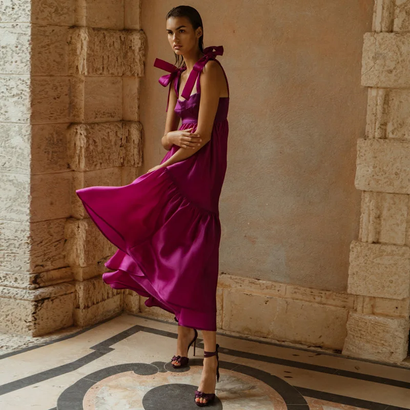 Женское богемное пляжное платье размера плюс летнее однотонное макси на тонких