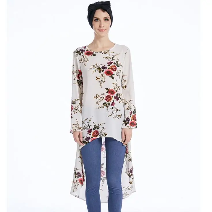 

Muslim Clothing Women Top Blouse Long Sleeve Floral Printed Shirt Muslimah Islamic Turkish Turkey Saudi Arab Dubai Femme Wear