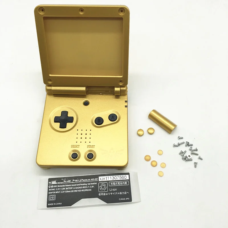Золотой ограниченный корпус Оболочка Чехол + объектив экрана для Gameboy Advance SP GBA