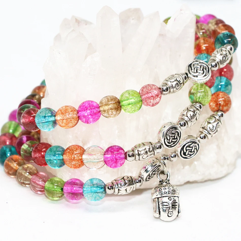 Многослойные Длинные эластичные браслеты из искусственного турмалина 6 мм |