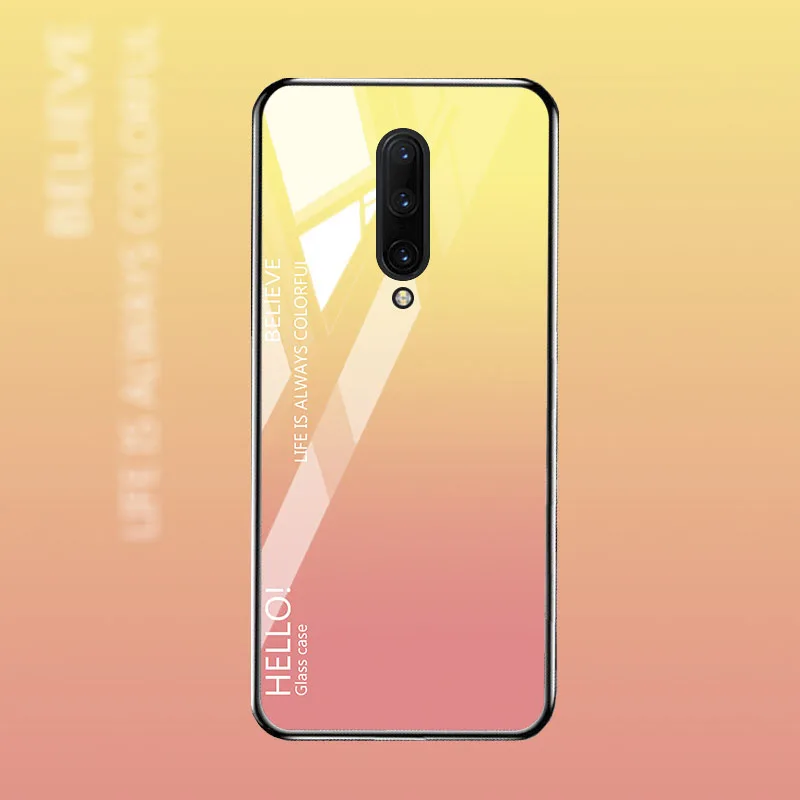 M058 Чехол для Oneplus 7 7T Pro, Роскошный чехол из закаленного стекла, чехол для One plus 7 7T Pro, бампер, чехол - Цвет: M058
