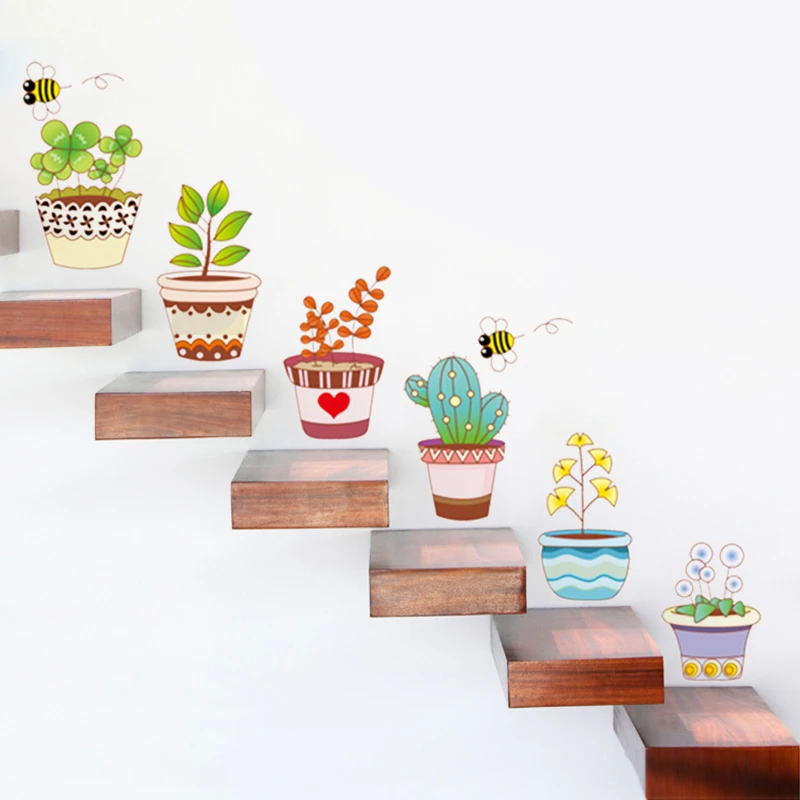 

Kid's Pastoral Bonsai Pot Flower plant sofa decoration window stickers decorative home decal living room poster decor