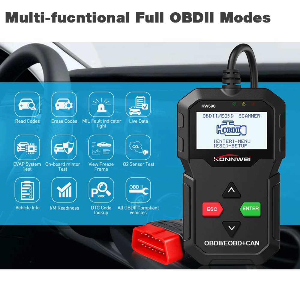 Новый Автомобильный сканер KONNWEI KW590 OBD2 диагностический инструмент для ремонта