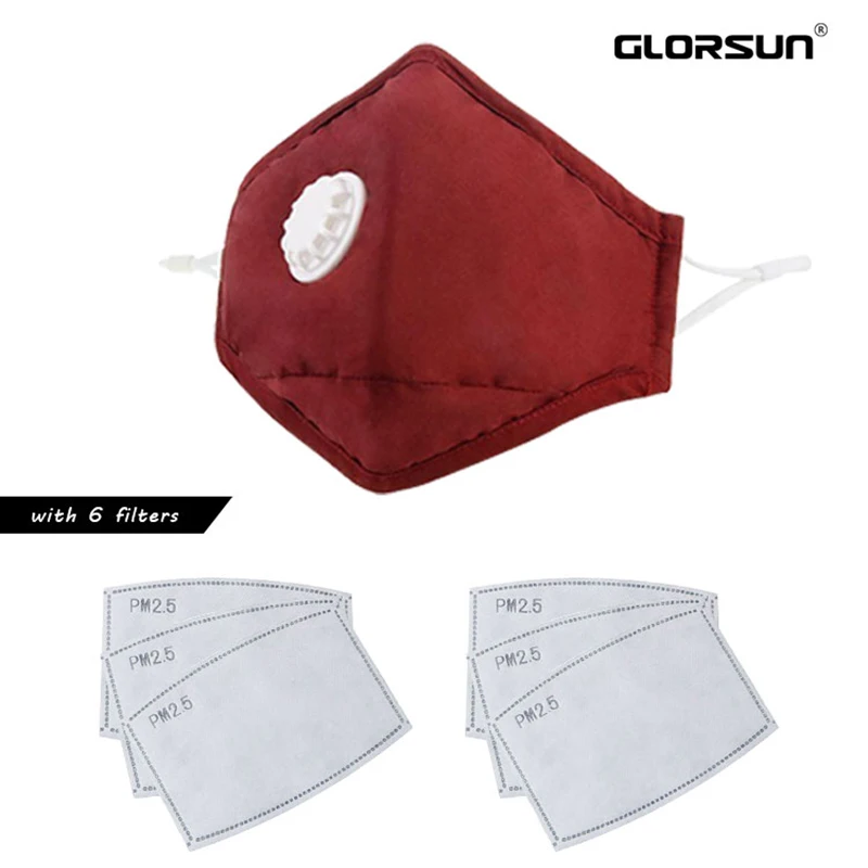 GLORSUN маска для лица из хлопка милый PM2.5 Анти-Туман Маска Black Dust носовой фильтр ветронепроницаемая маска для лица, муфельной бактерий гриппа ткань