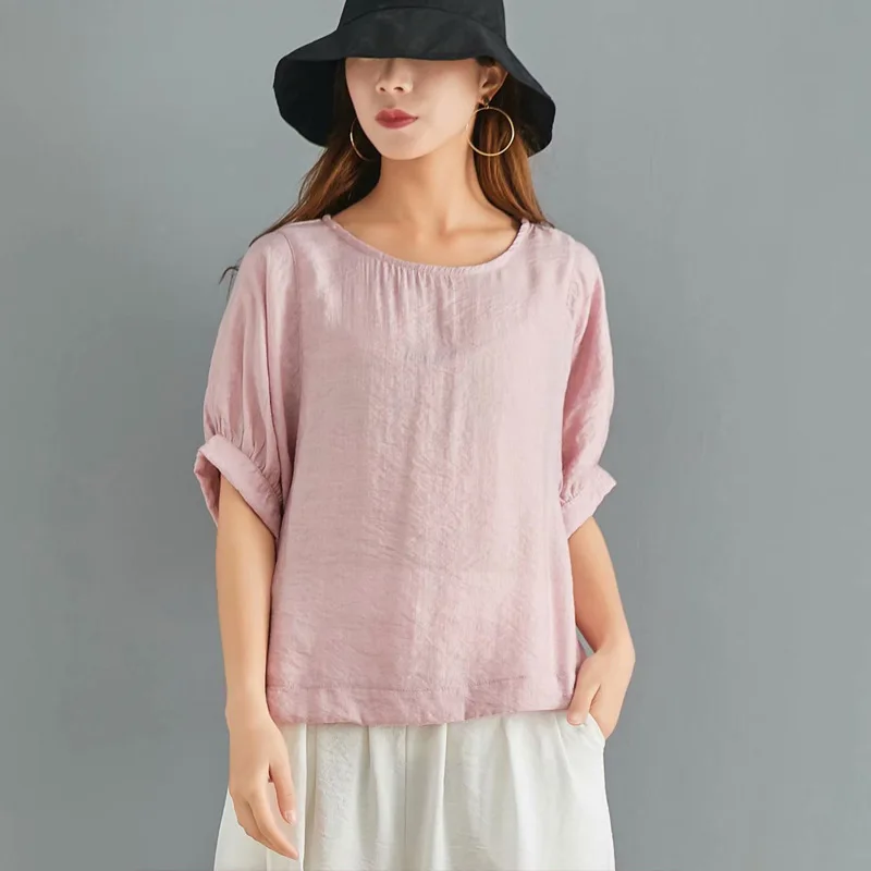 Блузка Runback Женская белая хлопковая льняная рубашка большого размера с рукавом