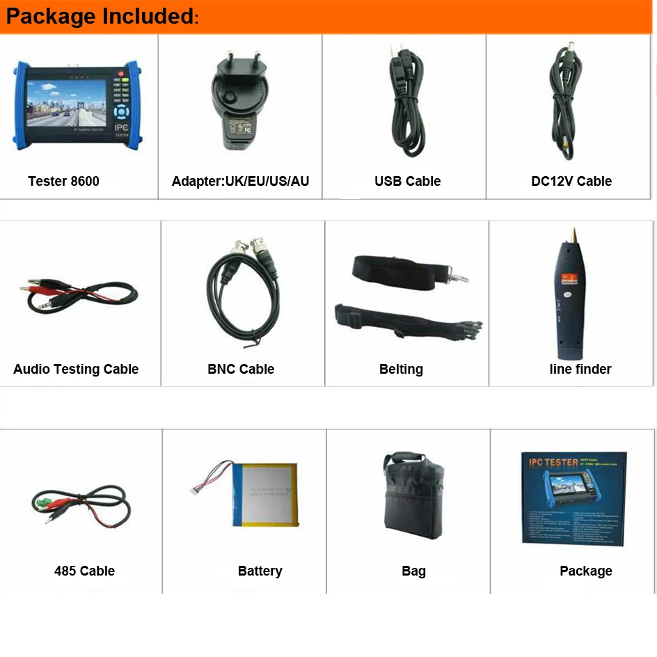 7 дюймов сенсорный экран Экран CCTV тестер 1080P Ip камера Powr Банк/POE/WI-FI/аналоговый |