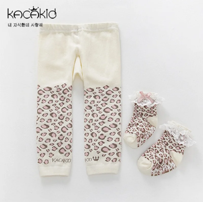 Kacakid/кружевные колготки для маленьких девочек модные с леопардовым принтом детей