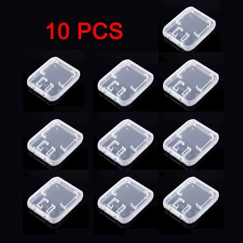 

10pcs Memory Card Case Transparent Standard SD SDHC microsd Case TF Protector Holder White Box Carry Storage Wholesale SD Case