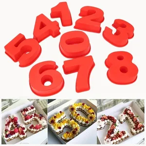10 дюймов, большие силиконовые формы с цифрами, 0-9, форма для выпечки с цифрами в арабском стиле, силиконовая форма для торта на день рождения, инструменты для торта