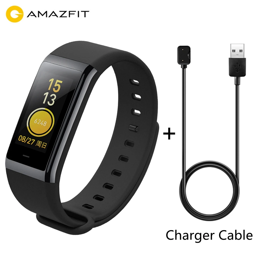 Фитнес-браслет Xiaomi Amazfit Cor английская версия Midong Smart Band 1,2" цветной экран 5 атм водонепроницаемый смарт-браслет - Цвет: Add Charging Cable