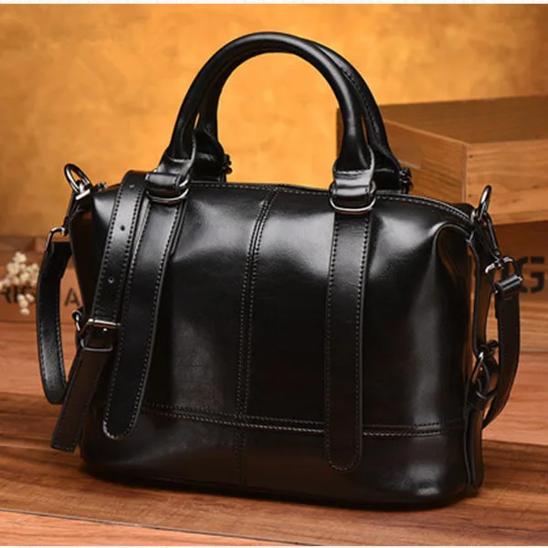 Классическая женская кожаная сумка тоут розового цвета с верхними ручками