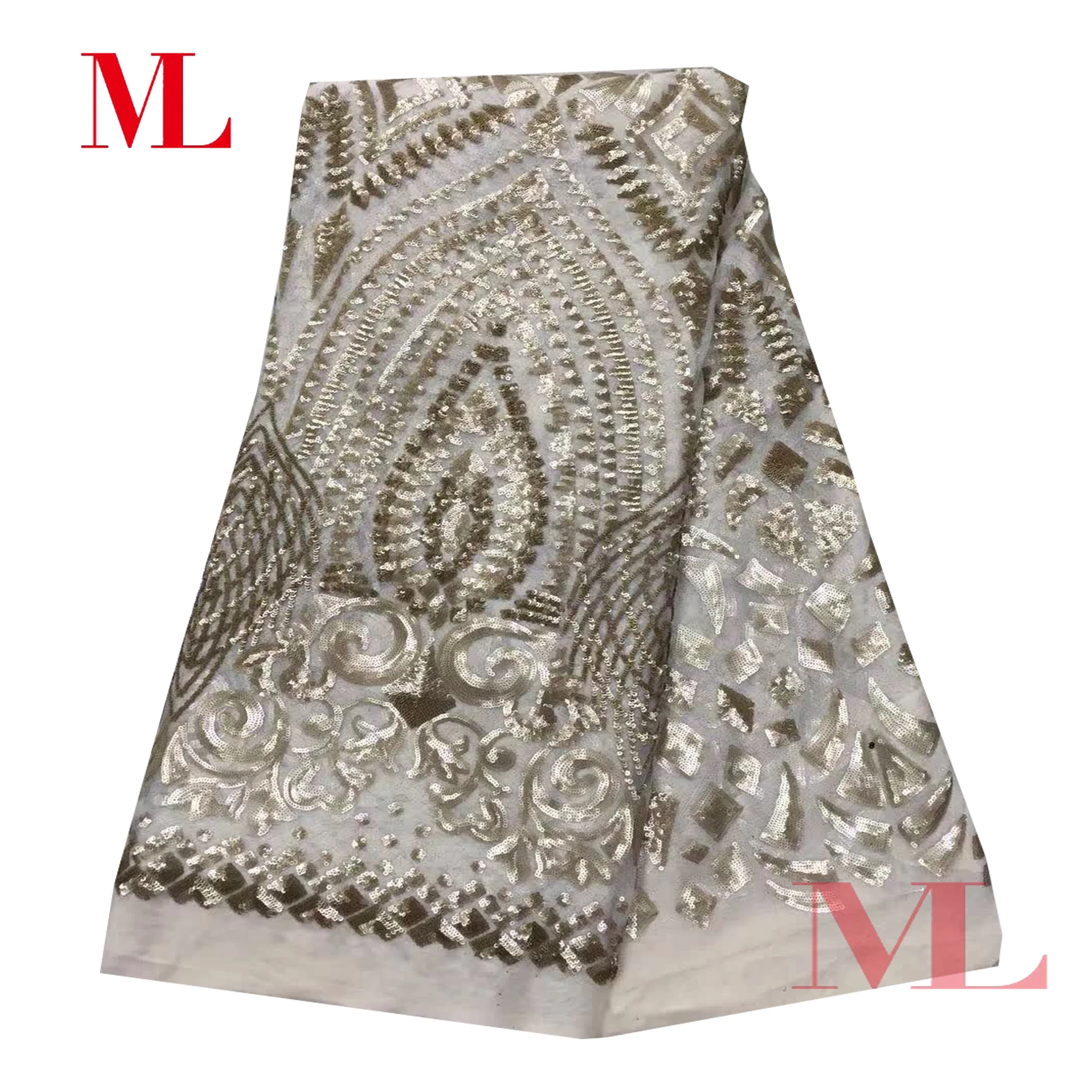 ML5yards африканская кружевная ткань с блестками высокого качества Кружева Нигерия