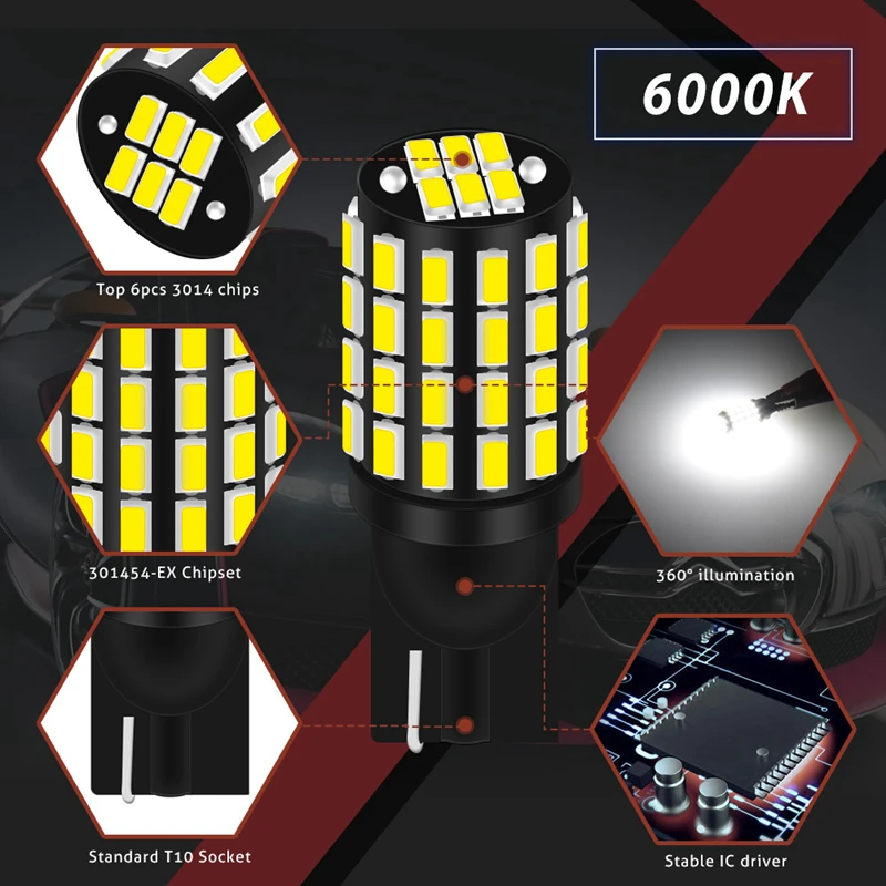 2 шт. Автомобильные светодиодные лампы T10 W5W 168 194|Сигнальная лампа| |