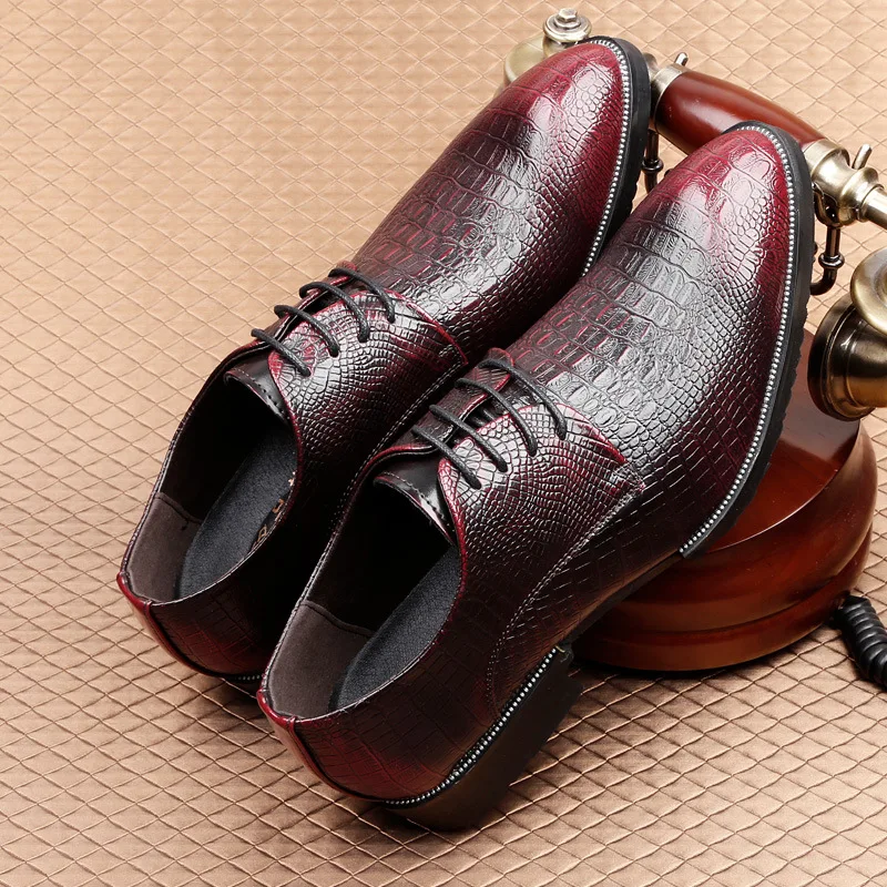 High-quality Leather Formal Men Business Shoes Classic Oxford Vintage Mens Crocodile Dress Luxury Flat 2.5a | Обувь