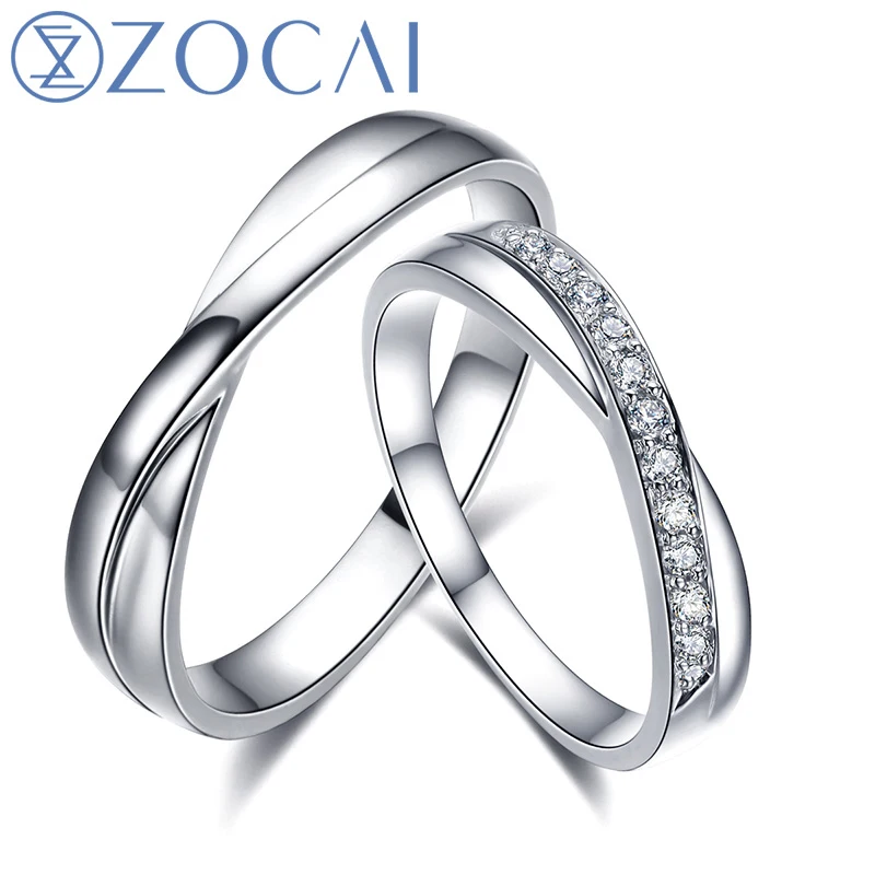 ZOCAI ENCOUNTER 0 12 CT CERTIFIED H/SI DIAMOND HIS AND Her обручальные кольца наборы круглая огранка 18K