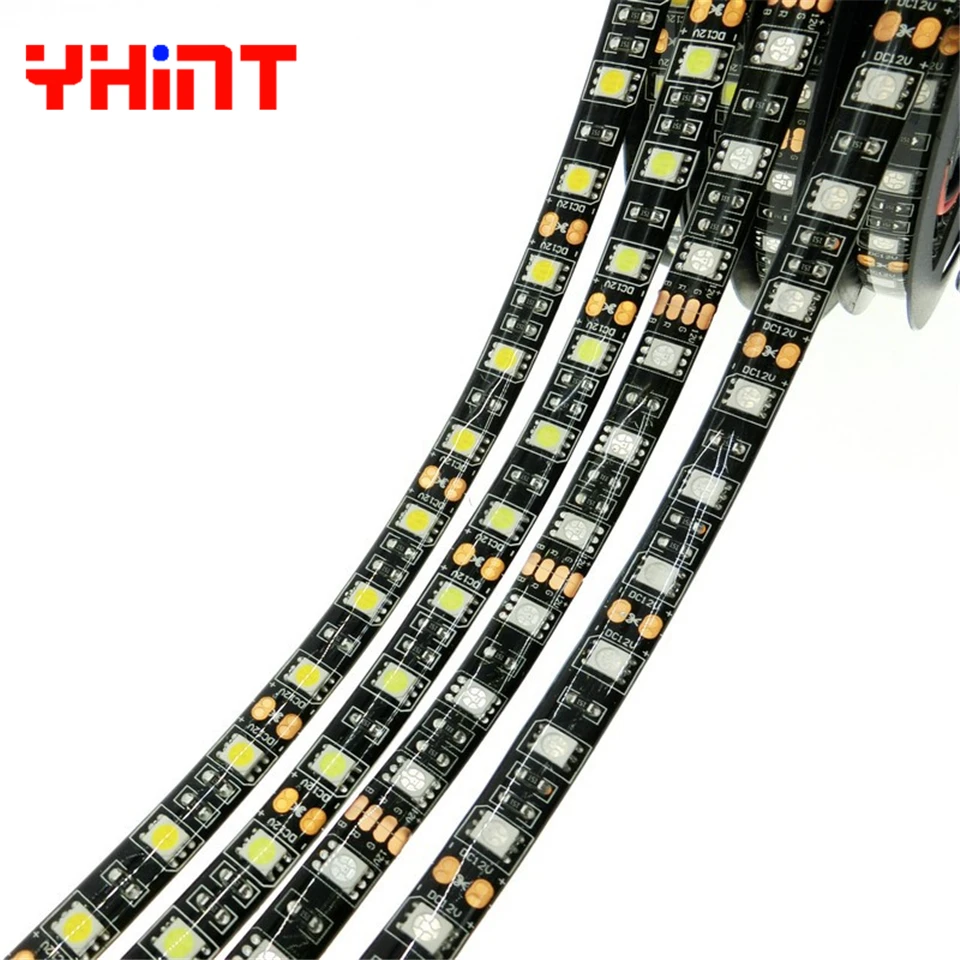 Светодиодные ленты DC12V SMD 5050 RGB белый гибкие полосы света свет черный PCB IP20 без