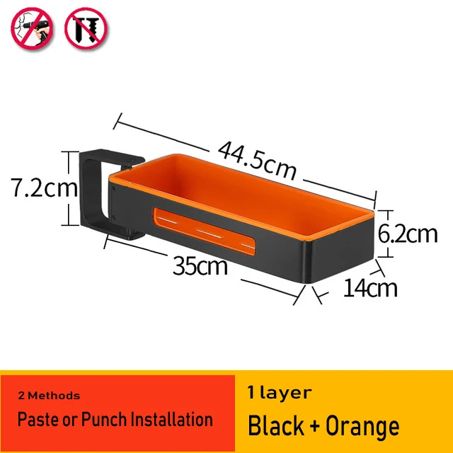 Black Orange 1 layer Кухонные стеллажи из алюминиевого сплава, держатели, вращающийся многослойный настенный стеллаж для приправ, стойка для хранения в ванной, 08168 - Цвет: Black Orange 1 layer