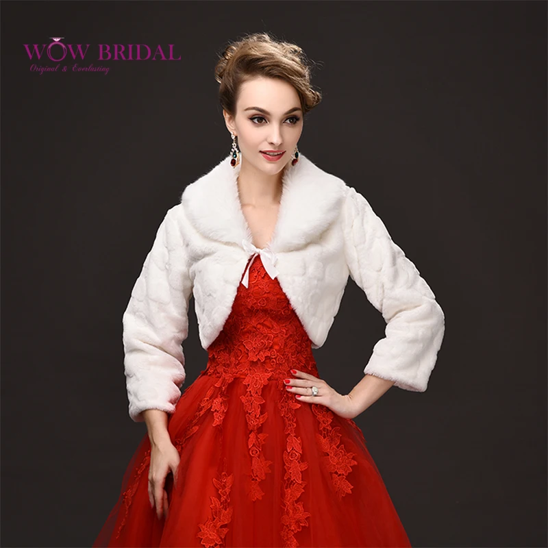 

Wowbridal 2021 Graceful Wedding Jacket Submissive Faux Fur Printed Full Sleeve Lace Up Shawl Bridal Coat Accessories PJ0068