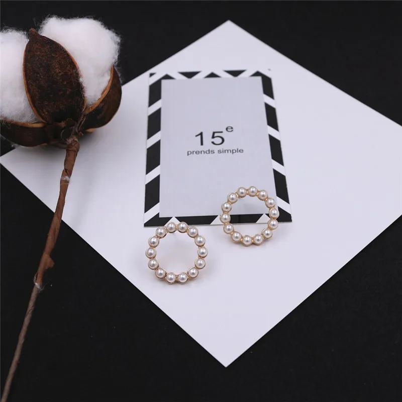 ENZE new ladies jewelry selling white imitation pearl round stud earrings elegant fashion | Украшения и аксессуары