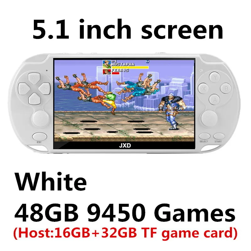 5.1White 9450 games 4,3 дюймовый двойной джойстик Цветной Ручной игровой консоли встроенный в 7500 игр поддержка fc/gb/gbc/gba/ps1/аркадная игра mp3/4 dv dc - Цвет: 5.1White 9450 games