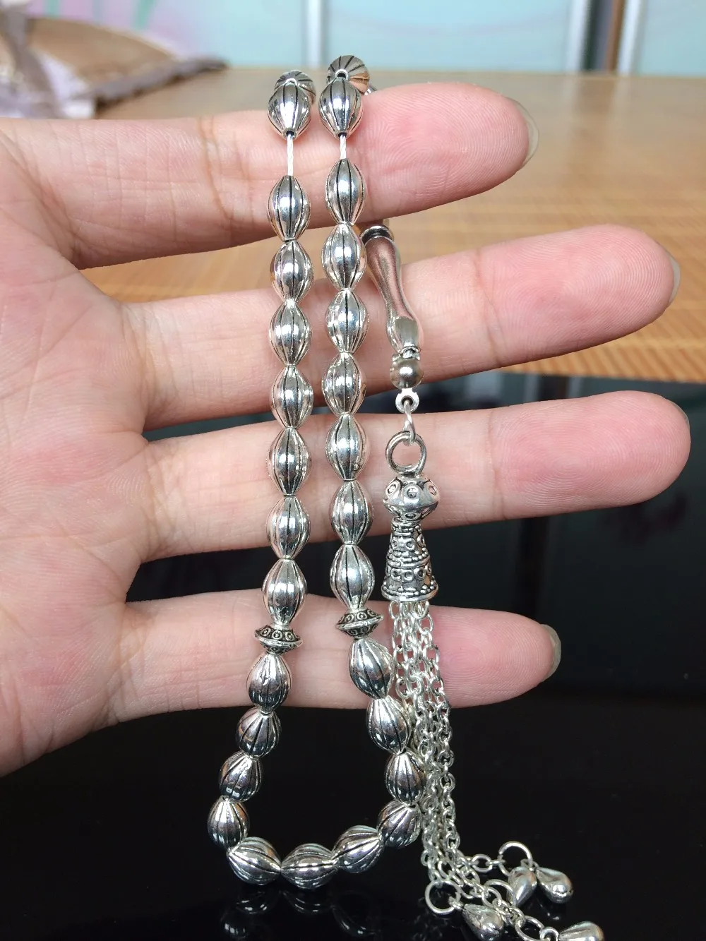 Сплав Материал покрытие серебро Цвет Бог исламский 33 молитвенные бусины Tasbih masbaha misbaha tesbih