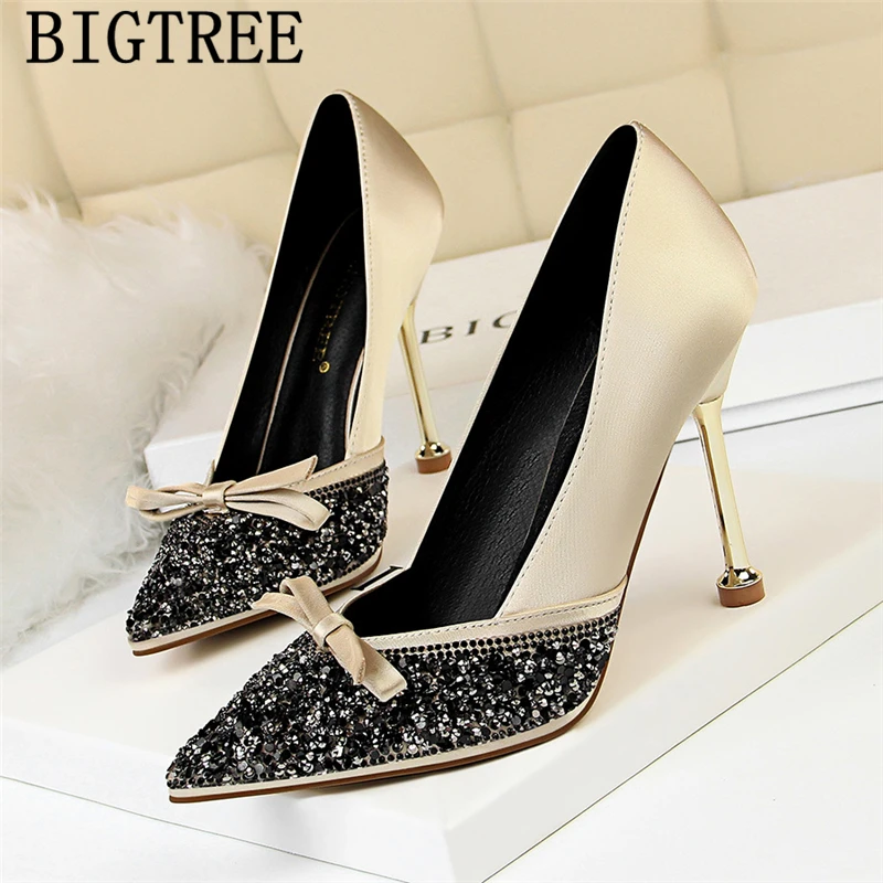 Туфли Bigtree классические женские блестящие высокий каблук свадебные туфли