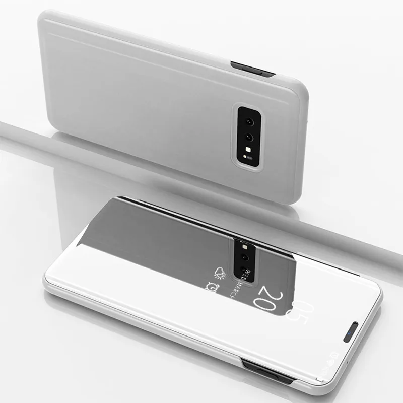 silver Зеркальный чехол для samsung galaxy s10 5G s9 s8 plus s10E, подставка для телефона, откидная крышка на samsung s 10 9 8 s9plus s10plus s8plus coque - Цвет: silver