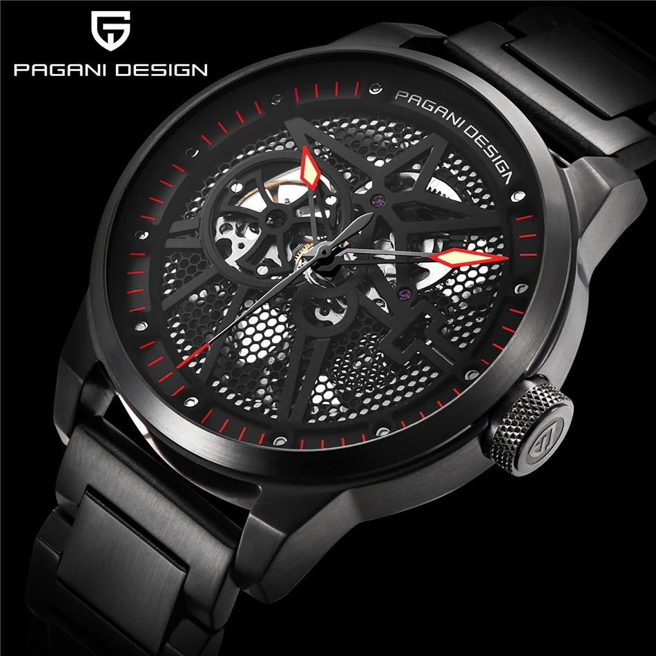 Часы PAGANI мужские полностью стальные механические спортивные|homme designer|homme montrehommes