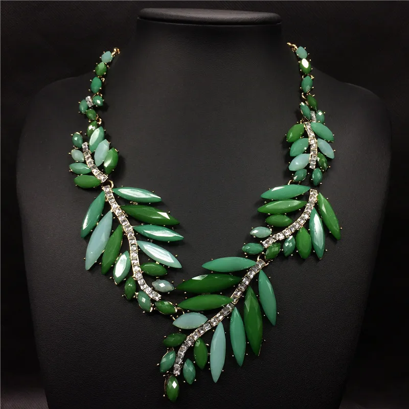 Luxury Resin Leaf Shaped Pendant Necklace Women Statement Necklaces Party Jewelry YaoXi | Украшения и аксессуары