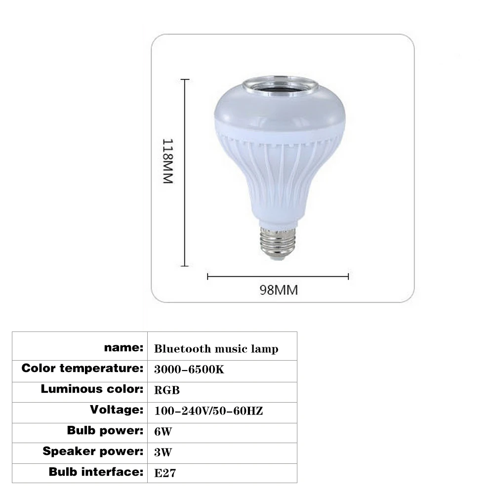 Беспроводная смарт лампа RGB 12 Вт с Bluetooth динамиком музыкальная Светодиодная