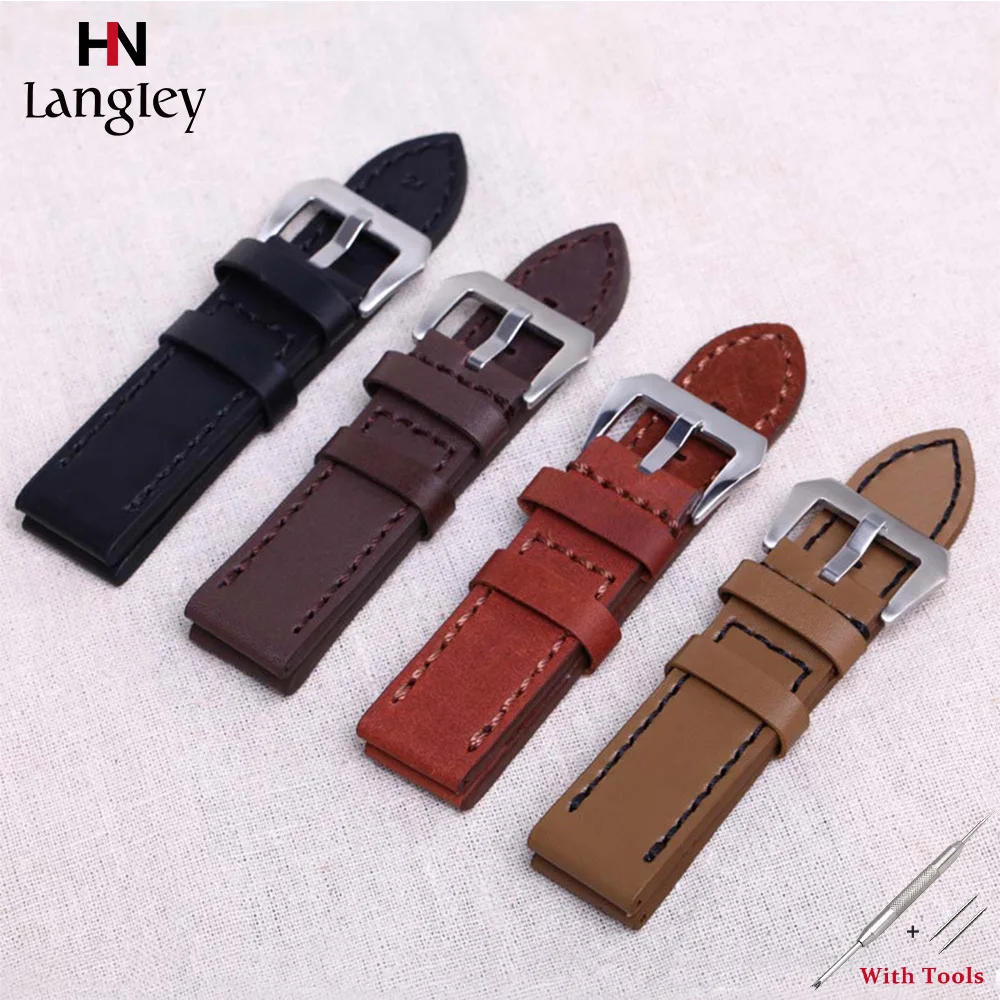 

Genuine Leather Watchband For Wristwatch Straps 20mm/22mm/24mm/26mm Comfortable Breathable Sweatproof Straps Watch Accessories