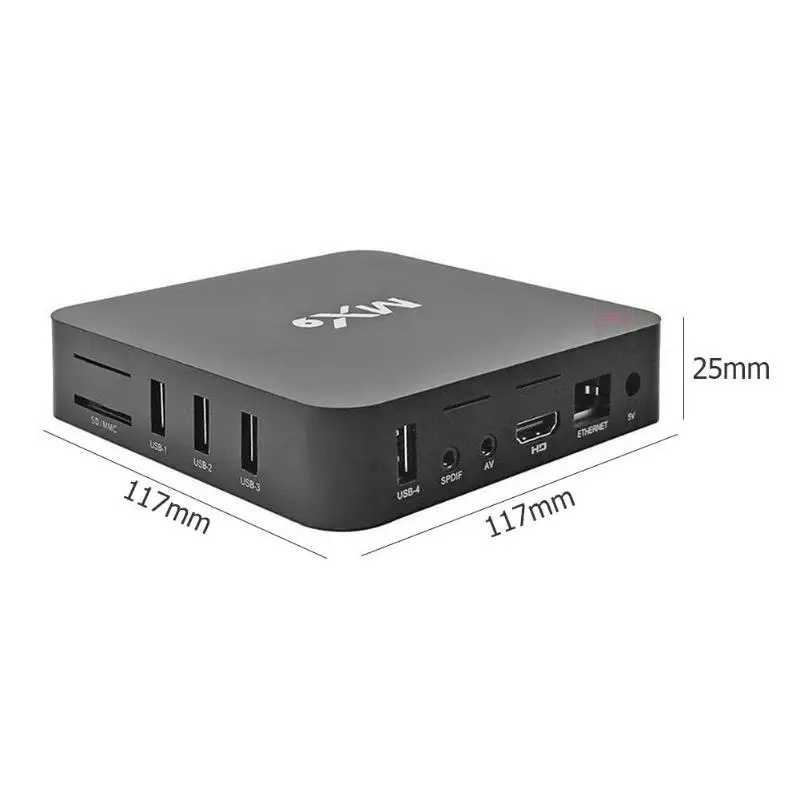 MX9 4K четырехъядерный 1G/8G Android 4,4 2,4 GHz wifi HDMI2.0 HD видео выход ТВ коробка DC 5V 2A Мини ПК потоковый медиаплеер