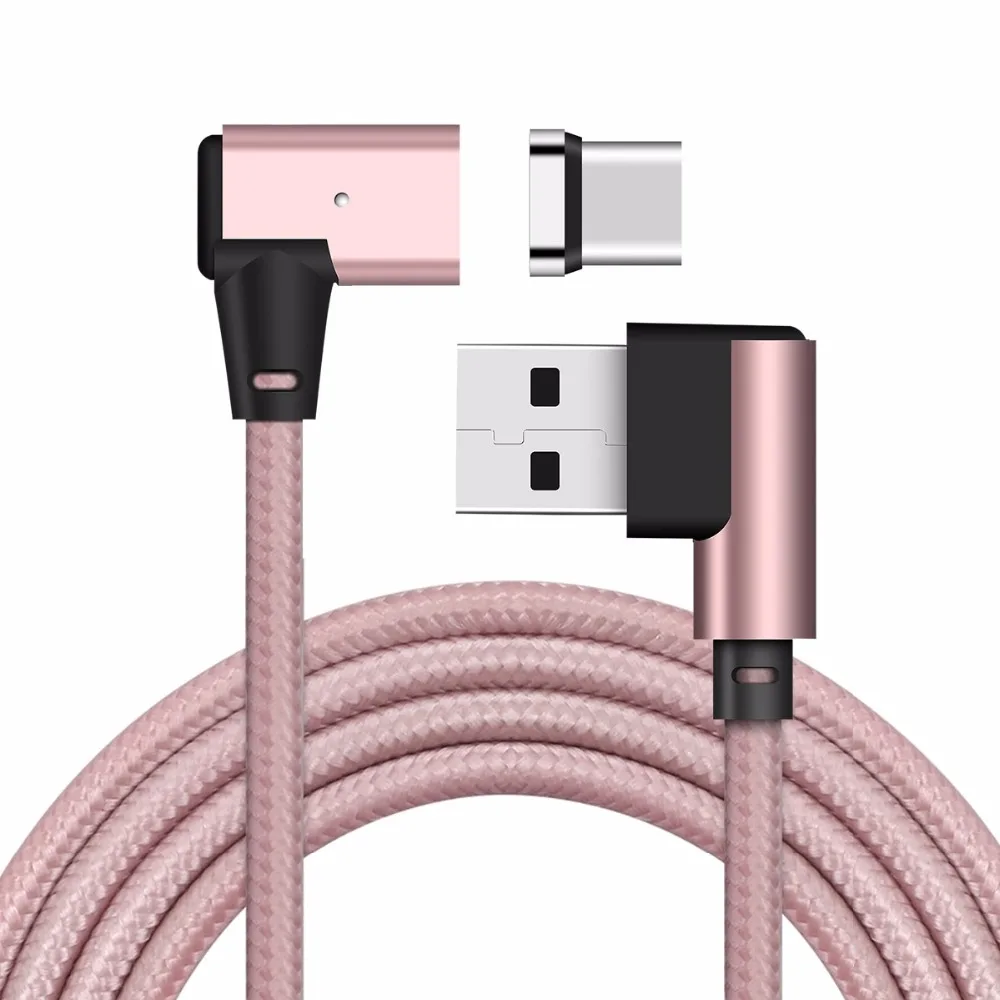 1 м/2 м/3 м Магнитный l-образный изгиб локоть type-C USB-C адаптер плетеный кабель для синхронизации данных для samsung S8 Note 8 Oneplus 2 3 5 huawei P9 Лот