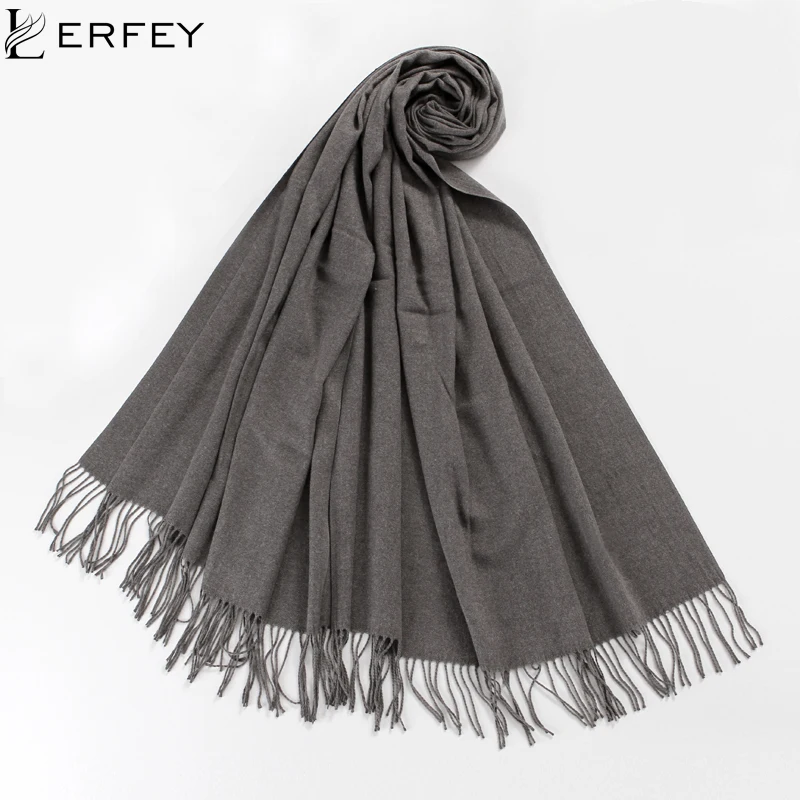 

LERFEY Women Scarf Soild Autumn Winter Cashmere Scarves Pashmina Tassels Warmer Lady Long Shawls Wraps Bandana