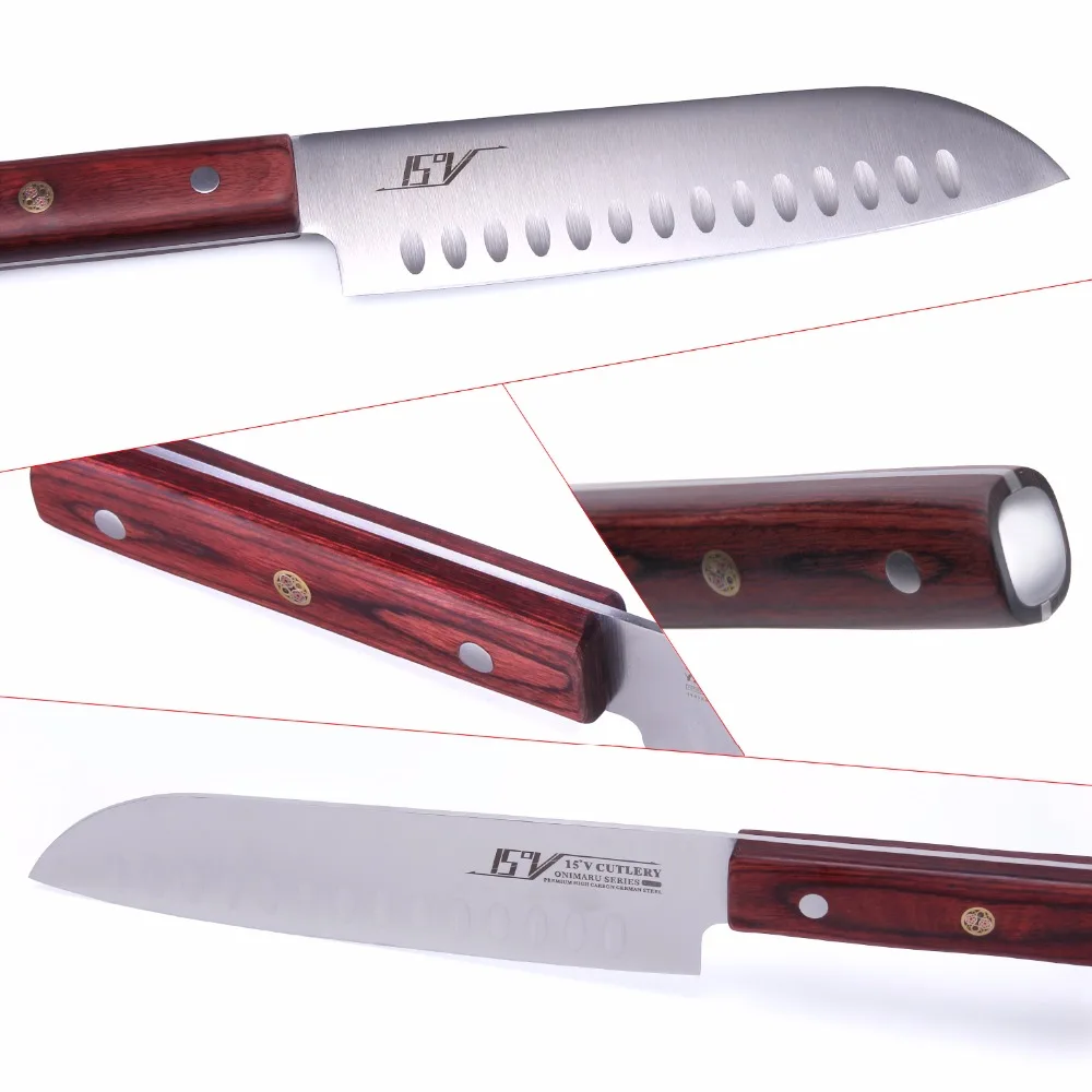 15V нож Santoku высокоуглеродный немецкий кухонный из нержавеющей стали 1 4116