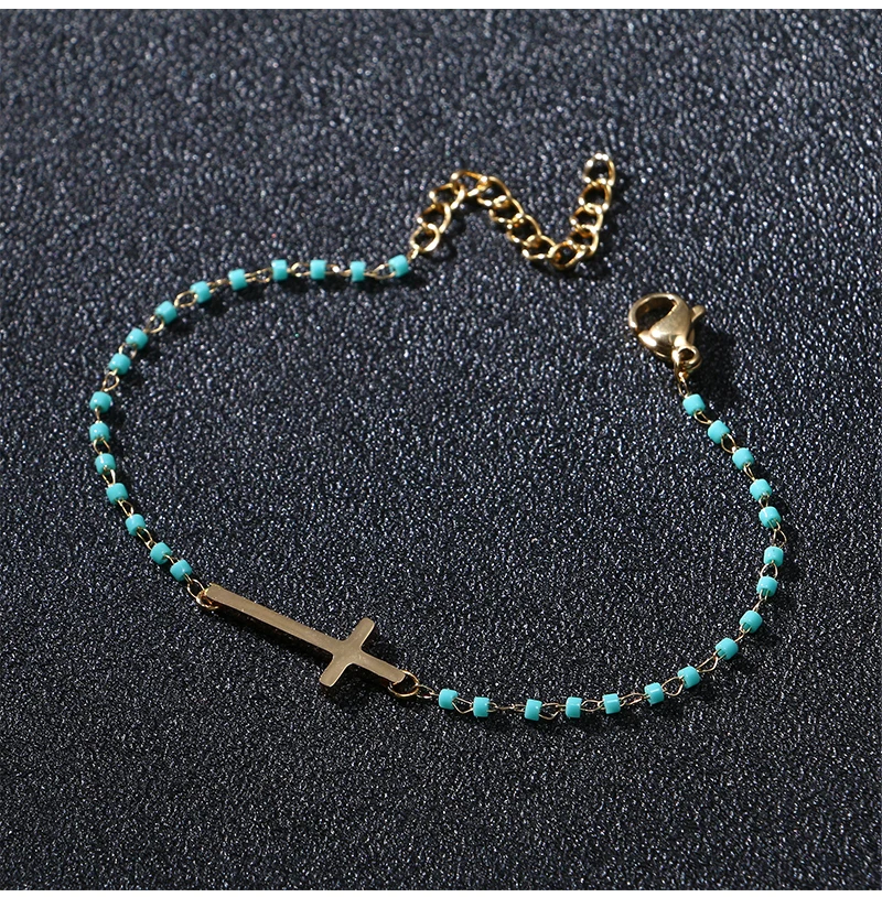 Badu золотой крест кулон браслет синий кристалл цепи Bracekets для девочек изысканные ювелирные изделия для вечерние свадебные помолвки