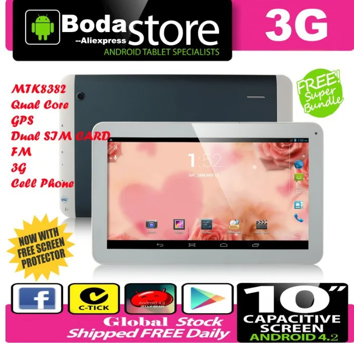 Бесплатная доставка Boda планшетный ПК MTK8382 2G/3G четырехъядерный 10 1-дюймовый IPS