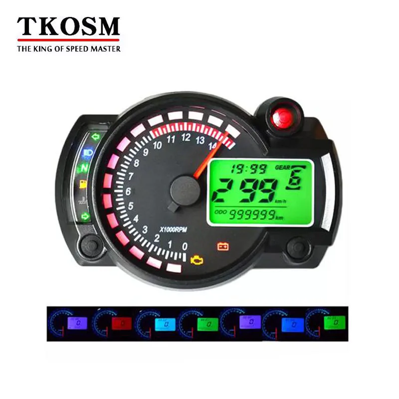 TKOSM KOSO мотоцикл цифровой ЖК-датчик Спидометр Тахометр одометр Мотоцикл инструмент 7 цветов дисплей измеритель уровня масла