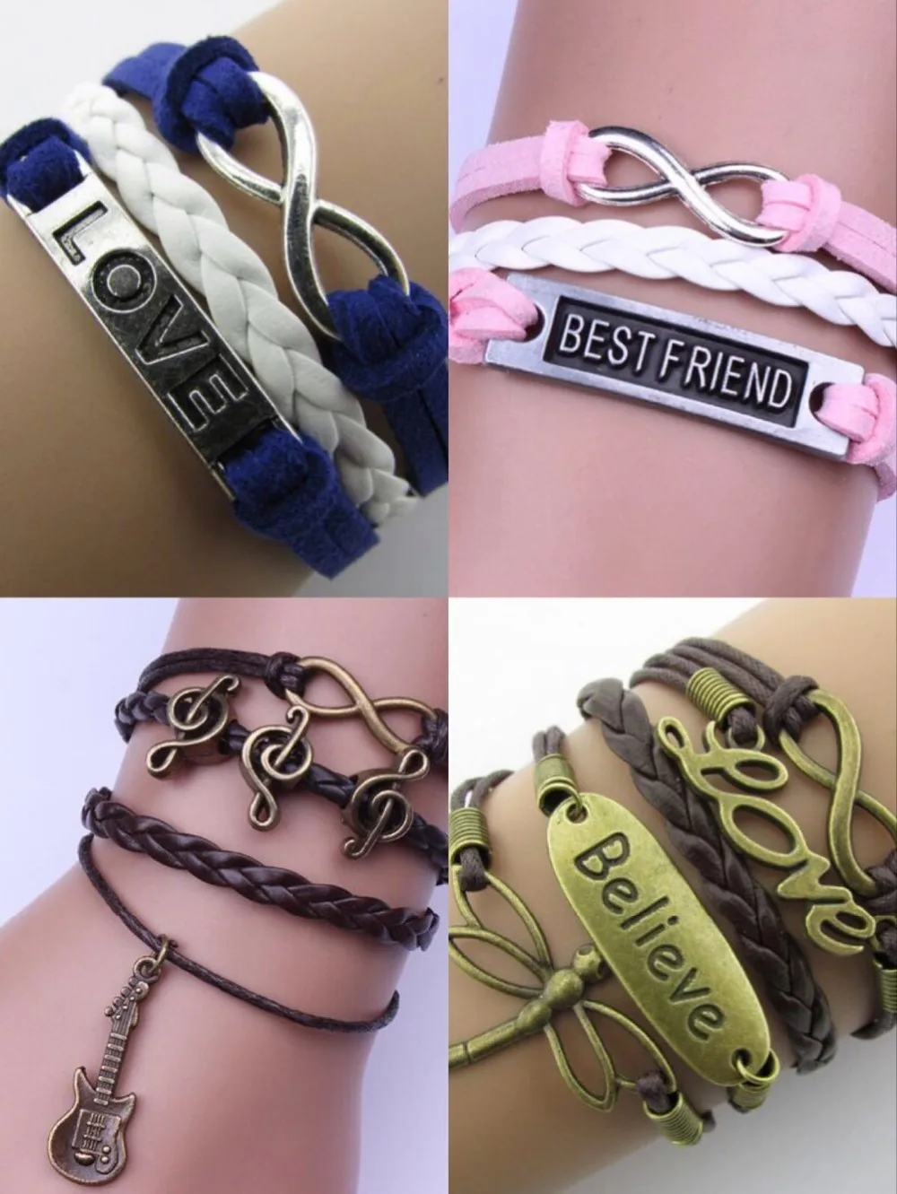 1 шт. бесконечно ручная работа браслет кожа старинные шарм воск шнур модные