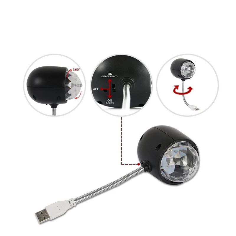 USB 4W RGB Светодиодный сценический светильник кристалл магический шар лазерный