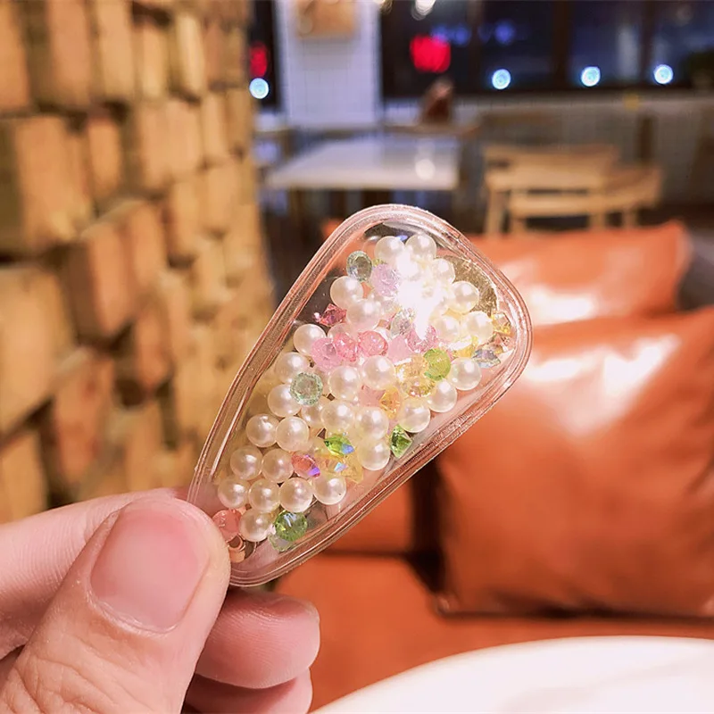 Новинка, прозрачные детские заколки для конфет, BB, красивые цветные заколки с имитацией жемчуга, зыбучие пески для девочек, аксессуары для волос принцессы