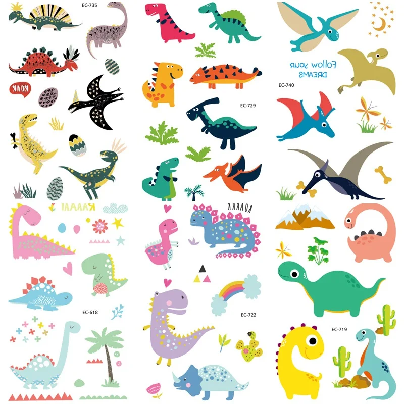 6Sheet Waterproof Unicorn Dinosaur Temporary Tattoo Stickers For Children Fake Hand Joker kids Face Tatoo | Красота и здоровье